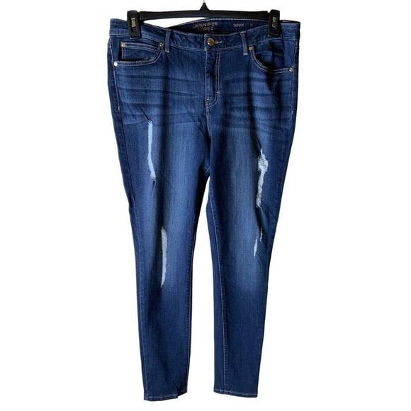 Jennifer Lopez Skinny Jeans Women's Size 16 Distressed Whiskers Stretch Faded - Picture 1 of 12